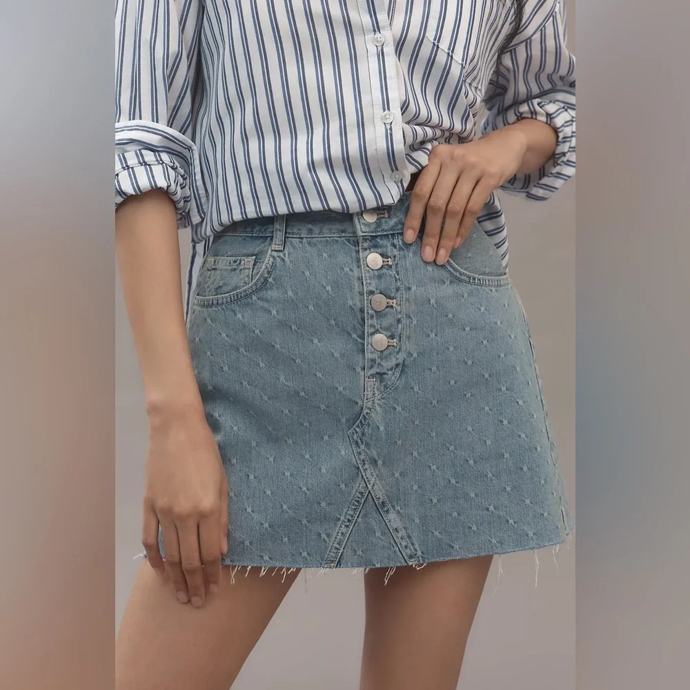 NWT! Anthropologie Pilcro Jacquard Denim Mini Skirt - Multiple 🎤